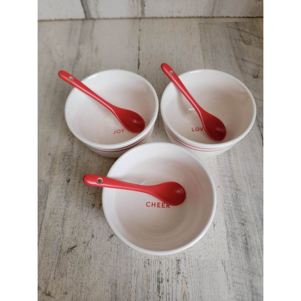 Hallmark‎ Joy Love Cheer mini bowl spoon Xmas set